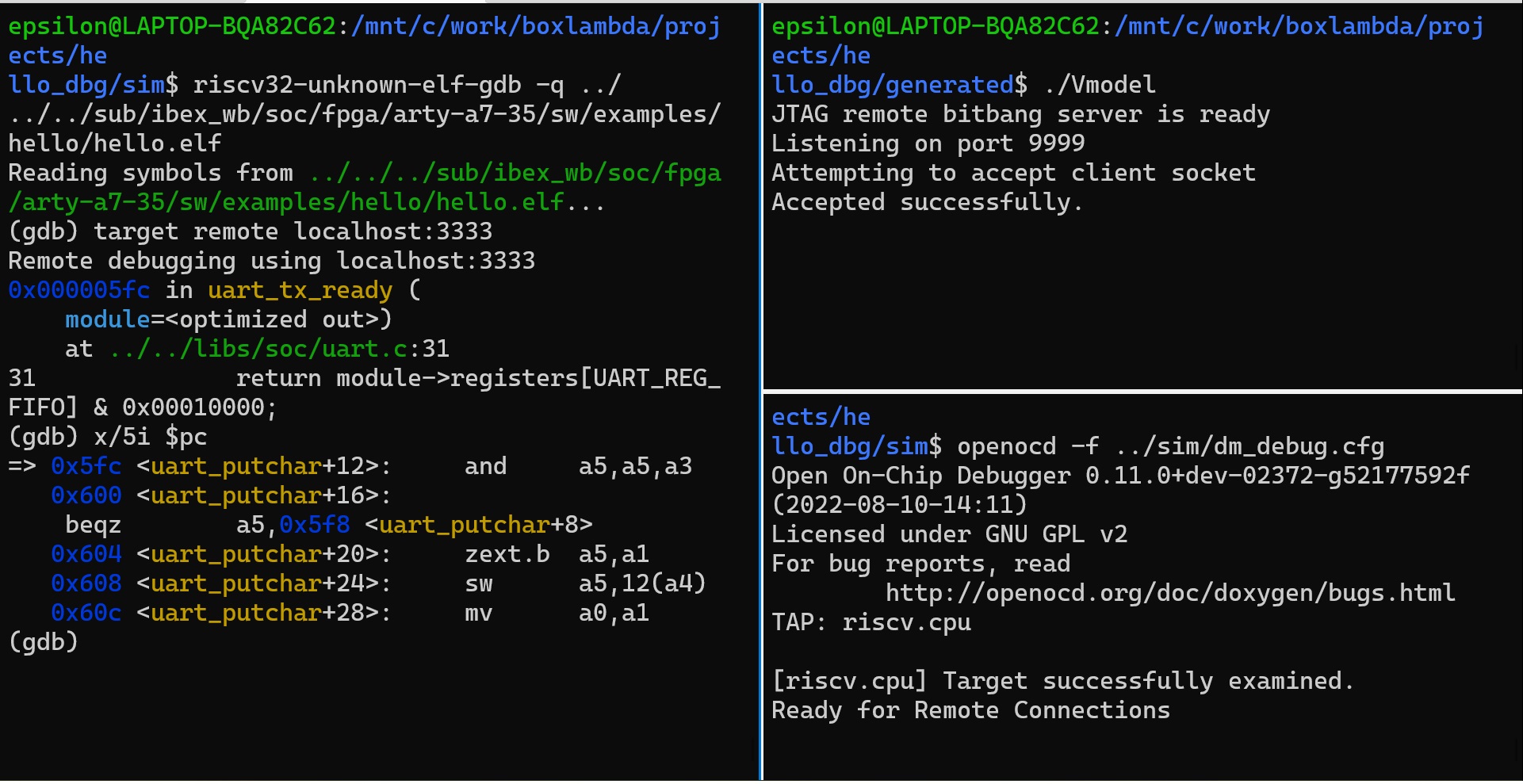 OpenOCD JTAG Debug Session on Verilator