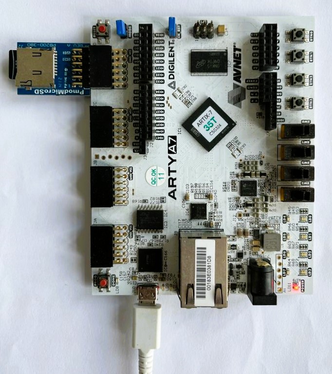 Arty A7 with MicroSD PMOD in JD port.